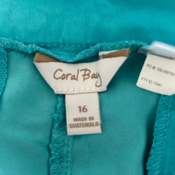 Gloria Vanderbilt Coral Bay Shorts Green Teal Black 16 - Picture 2 of 4